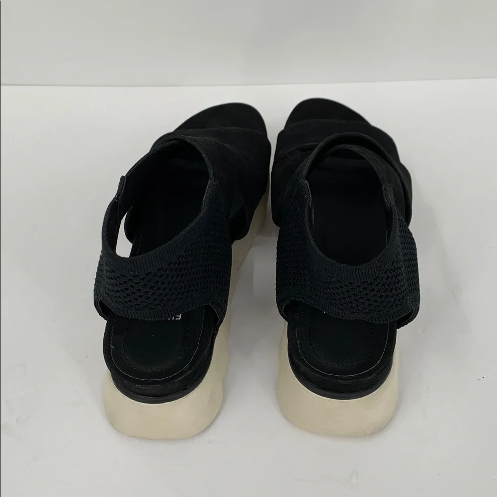 Eileen Fisher Chant platform wedge sandal black shoe leather strappy new 8.5